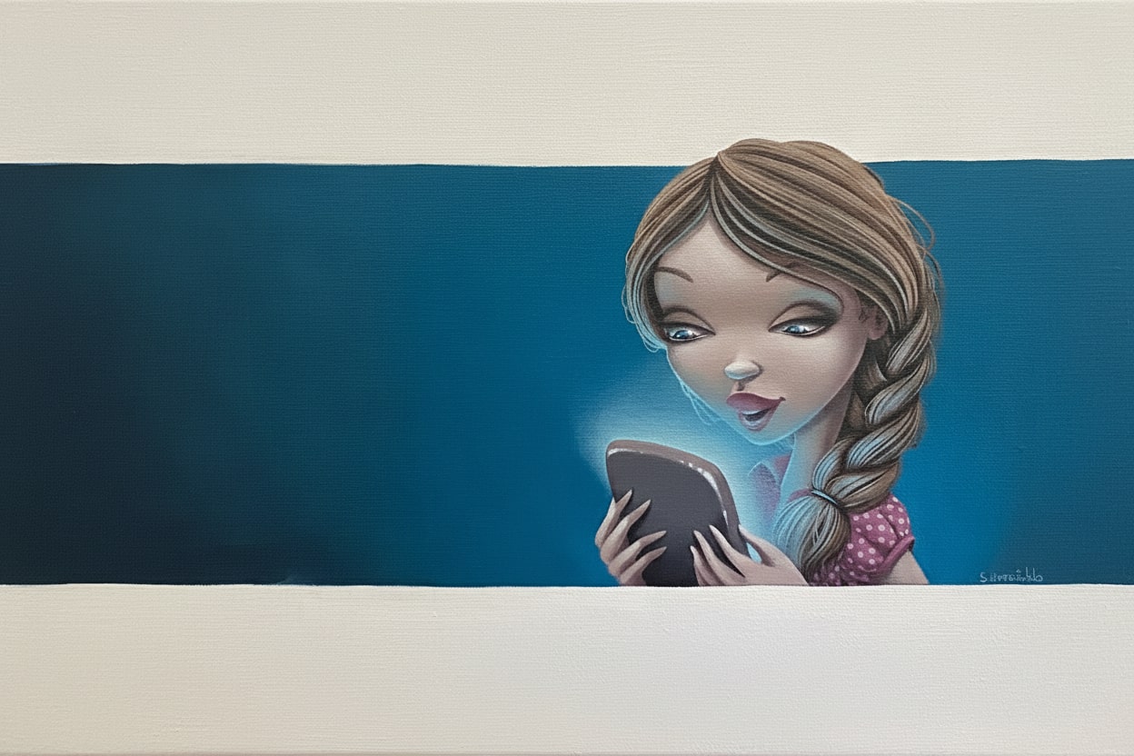 Girl Holding a Touchscreen